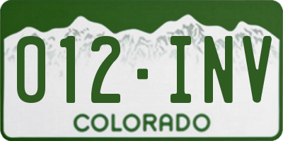 CO license plate 012INV