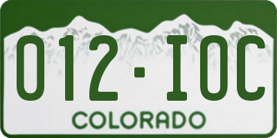 CO license plate 012IOC