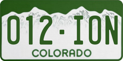CO license plate 012ION