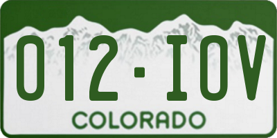 CO license plate 012IOV