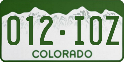 CO license plate 012IOZ