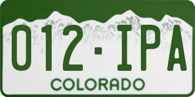 CO license plate 012IPA