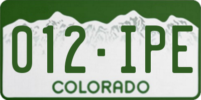 CO license plate 012IPE