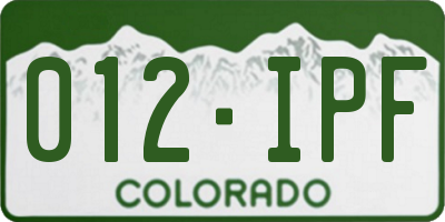 CO license plate 012IPF