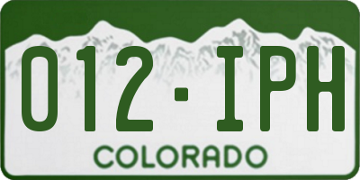 CO license plate 012IPH