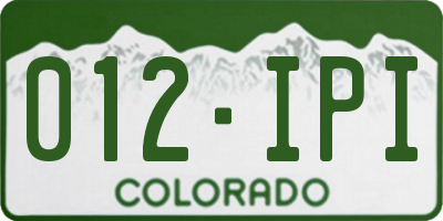 CO license plate 012IPI