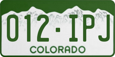CO license plate 012IPJ