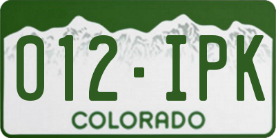 CO license plate 012IPK