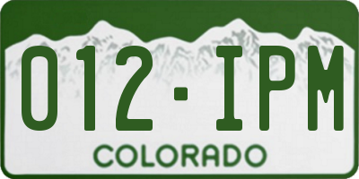 CO license plate 012IPM
