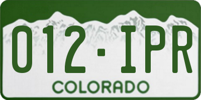 CO license plate 012IPR