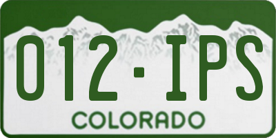 CO license plate 012IPS