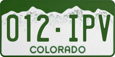 CO license plate 012IPV