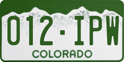 CO license plate 012IPW
