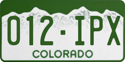 CO license plate 012IPX