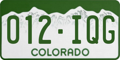 CO license plate 012IQG