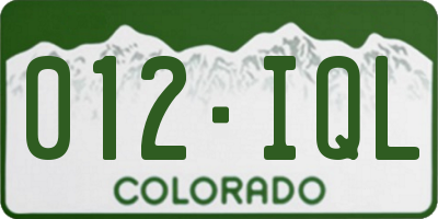 CO license plate 012IQL