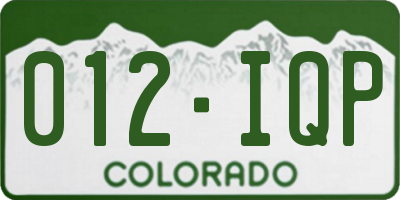 CO license plate 012IQP