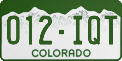 CO license plate 012IQT