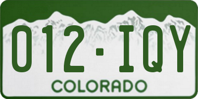 CO license plate 012IQY