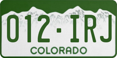 CO license plate 012IRJ