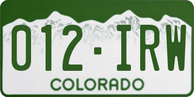 CO license plate 012IRW