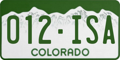 CO license plate 012ISA