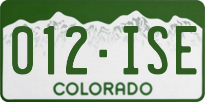 CO license plate 012ISE