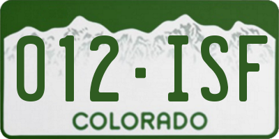 CO license plate 012ISF