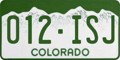 CO license plate 012ISJ
