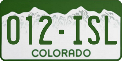 CO license plate 012ISL