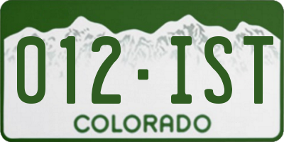 CO license plate 012IST