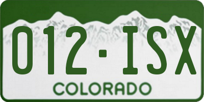 CO license plate 012ISX