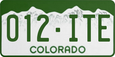 CO license plate 012ITE