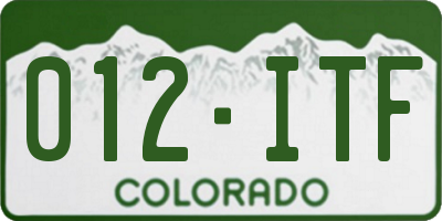 CO license plate 012ITF