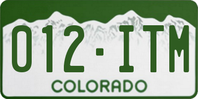 CO license plate 012ITM