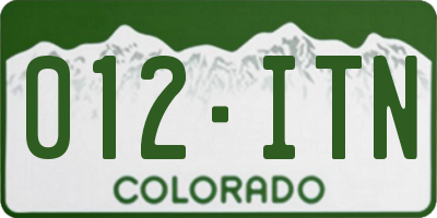 CO license plate 012ITN