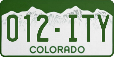 CO license plate 012ITY