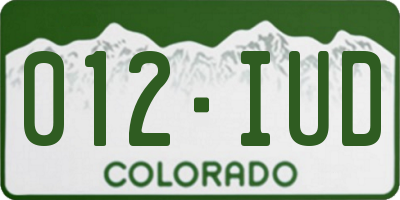 CO license plate 012IUD