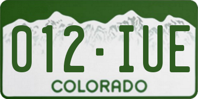 CO license plate 012IUE