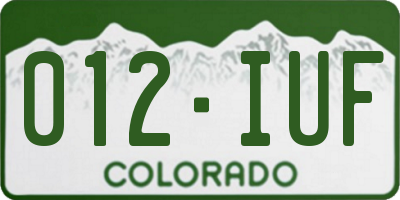 CO license plate 012IUF