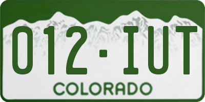 CO license plate 012IUT