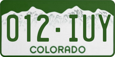 CO license plate 012IUY