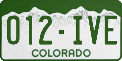 CO license plate 012IVE