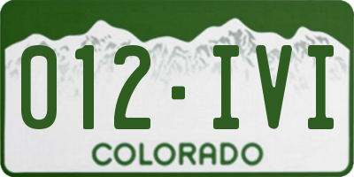 CO license plate 012IVI