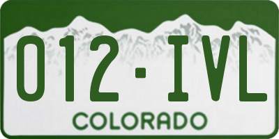 CO license plate 012IVL