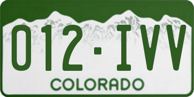 CO license plate 012IVV