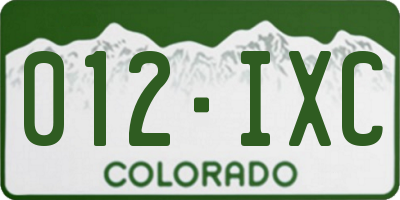 CO license plate 012IXC