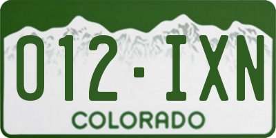 CO license plate 012IXN