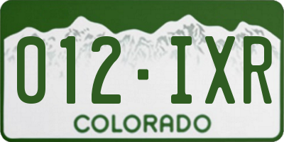 CO license plate 012IXR