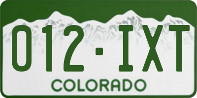 CO license plate 012IXT